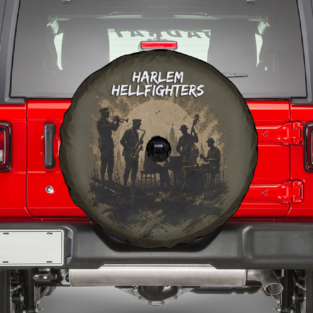 Harlem Hellfighters WWI Soldier Spare Tire Cover Vintage Military Hero Jazz Band Silhouette Art