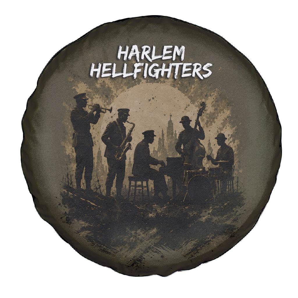 Harlem Hellfighters WWI Soldier Spare Tire Cover Vintage Military Hero Jazz Band Silhouette Art