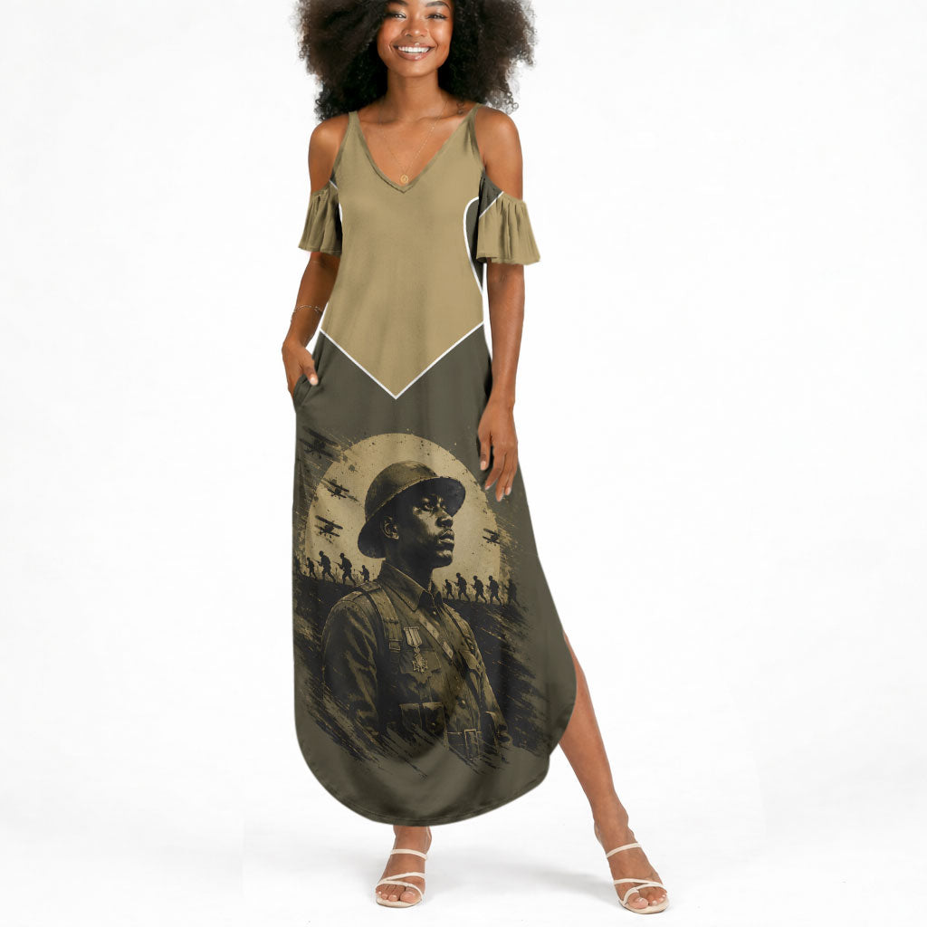Harlem Hellfighters WWI Soldier Summer Maxi Dress Vintage Military Hero Jazz Band Silhouette Art