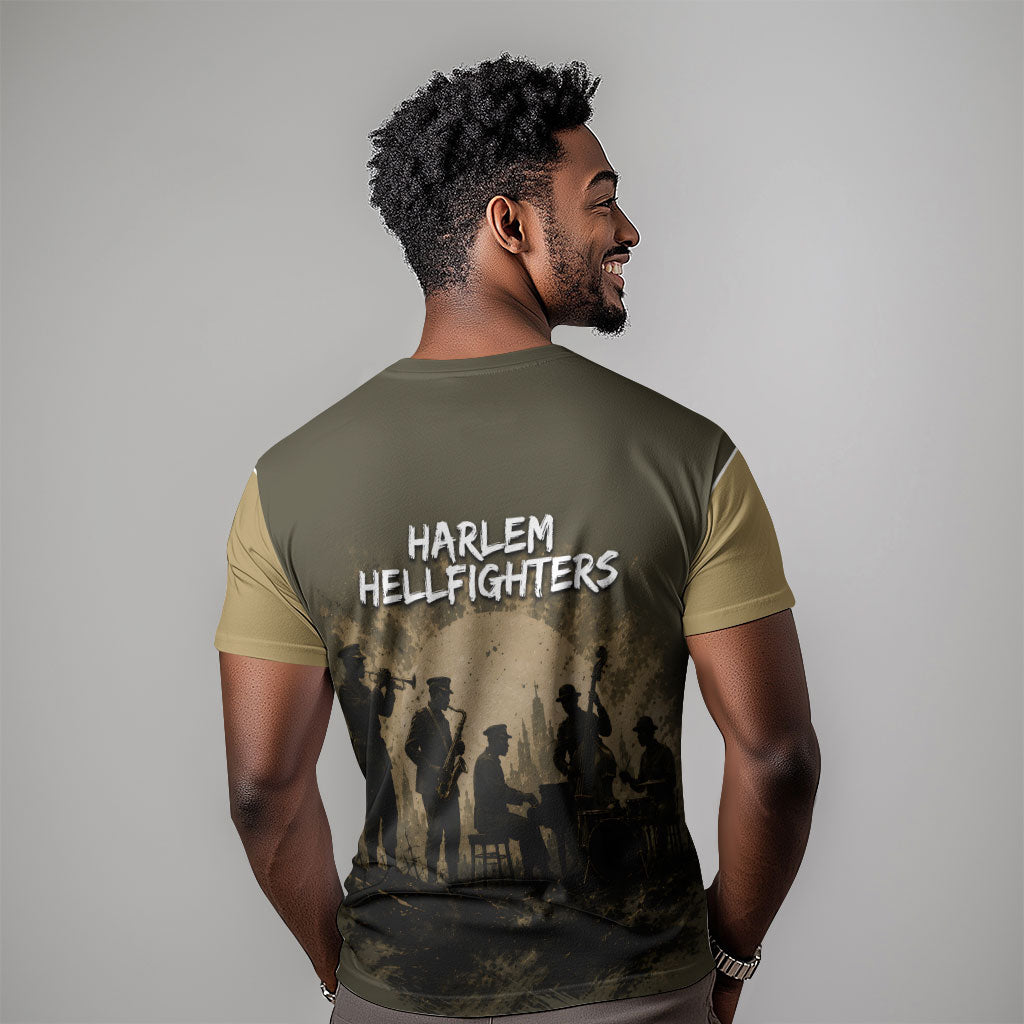Harlem Hellfighters WWI Soldier T shirt Vintage Military Hero Jazz Band Silhouette Art