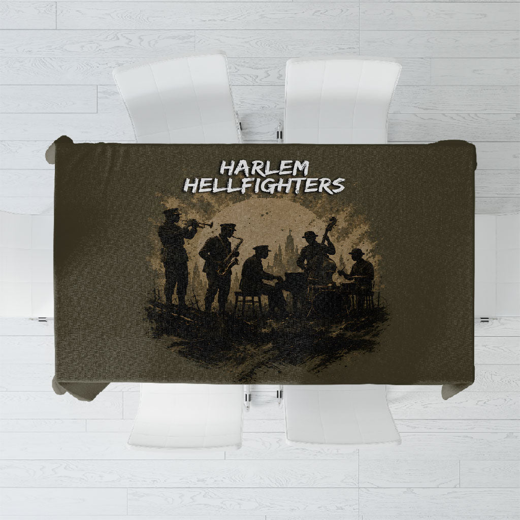 Harlem Hellfighters WWI Soldier Tablecloth Vintage Military Hero Jazz Band Silhouette Art