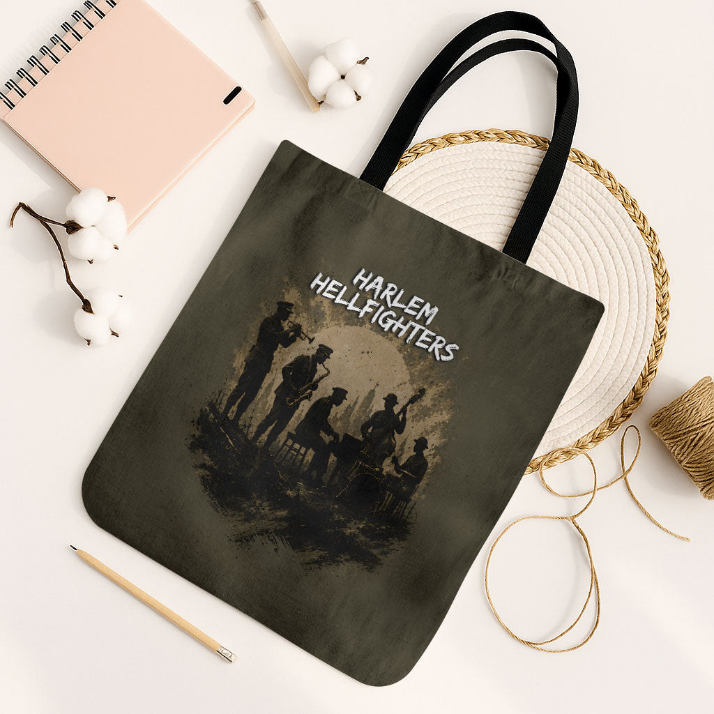 Harlem Hellfighters WWI Soldier Tote Bag Vintage Military Hero Jazz Band Silhouette Art