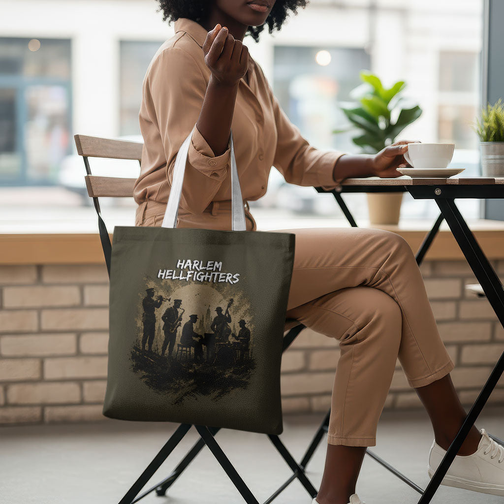 Harlem Hellfighters WWI Soldier Tote Bag Vintage Military Hero Jazz Band Silhouette Art
