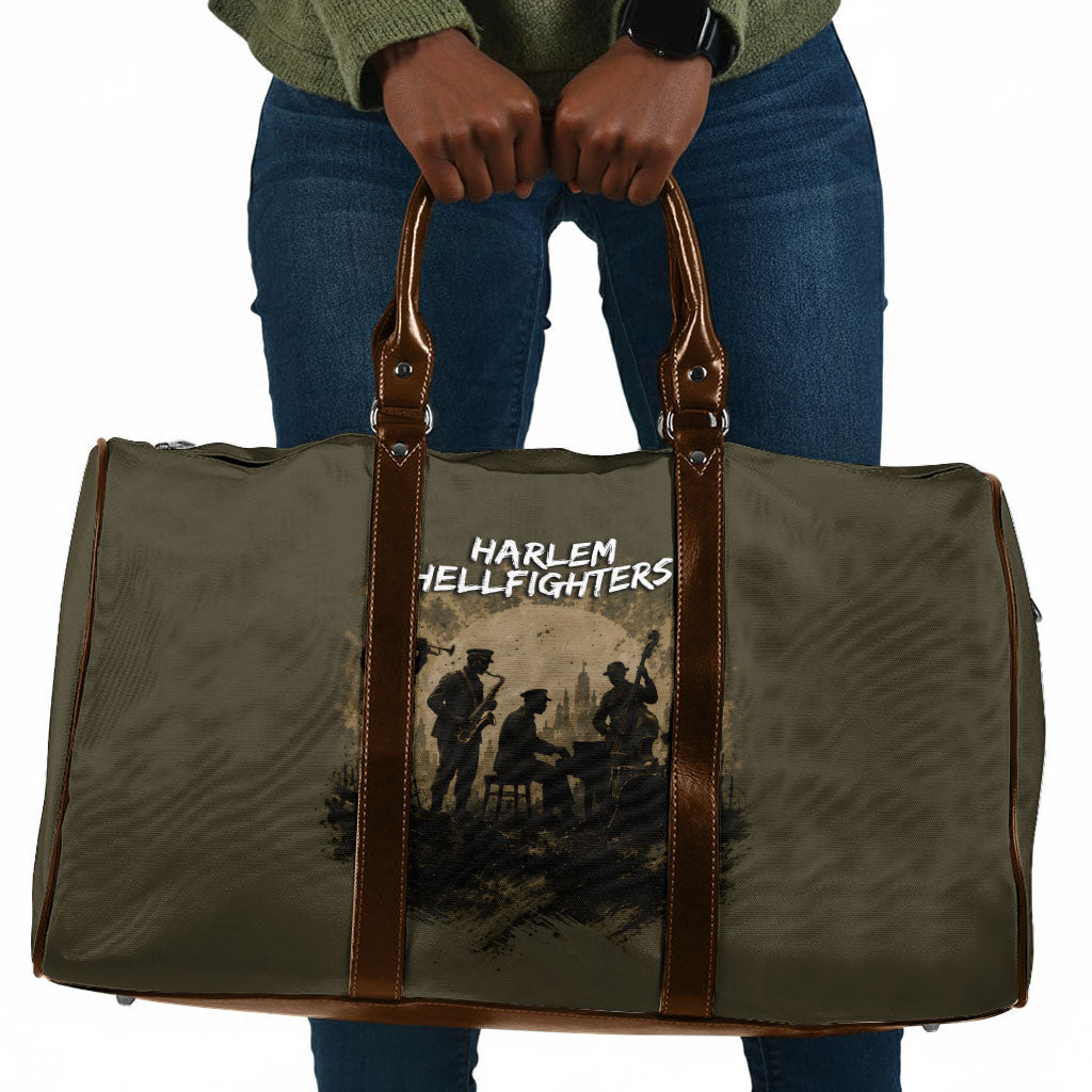 Harlem Hellfighters WWI Soldier Travel Bag Vintage Military Hero Jazz Band Silhouette Art
