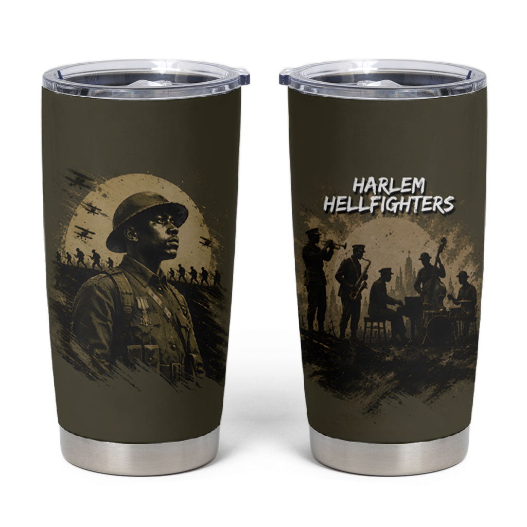 Harlem Hellfighters WWI Soldier Tumbler Cup Vintage Military Hero Jazz Band Silhouette Art