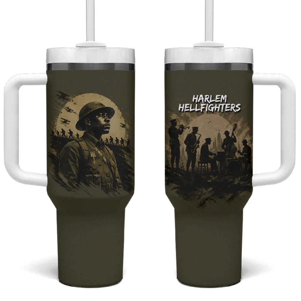 Harlem Hellfighters WWI Soldier Tumbler With Handle Vintage Military Hero Jazz Band Silhouette Art