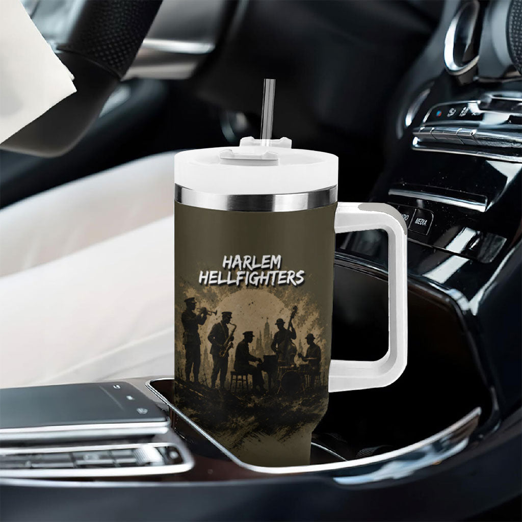 Harlem Hellfighters WWI Soldier Tumbler With Handle Vintage Military Hero Jazz Band Silhouette Art