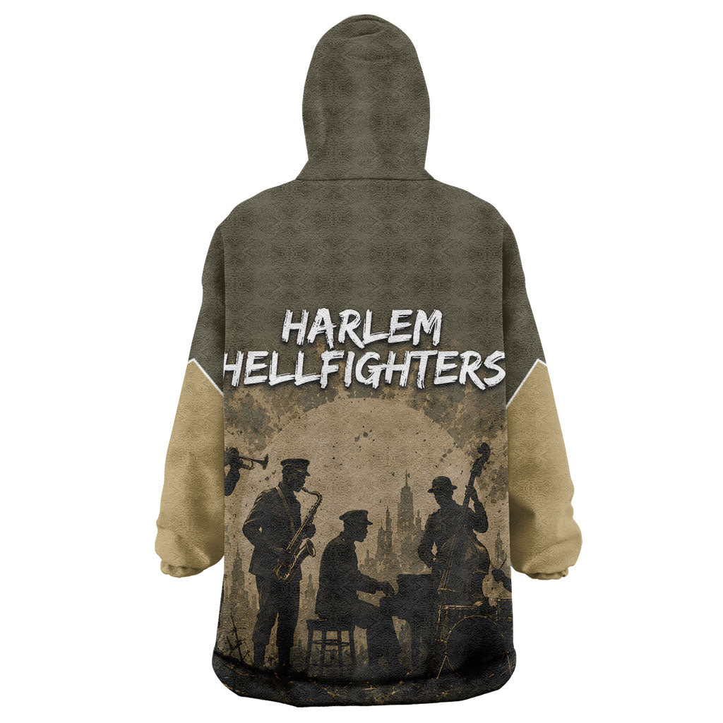 Harlem Hellfighters WWI Soldier Wearable Blanket Hoodie Vintage Military Hero Jazz Band Silhouette Art