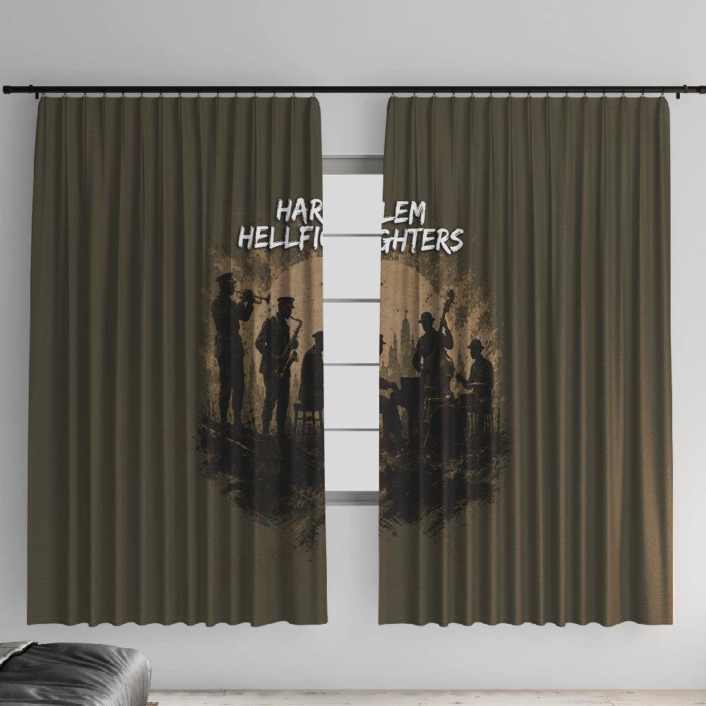 Harlem Hellfighters WWI Soldier Window Curtain Vintage Military Hero Jazz Band Silhouette Art