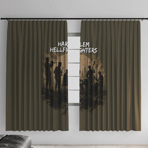 Harlem Hellfighters WWI Soldier Window Curtain Vintage Military Hero Jazz Band Silhouette Art