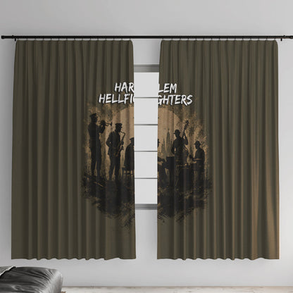 Harlem Hellfighters WWI Soldier Window Curtain Vintage Military Hero Jazz Band Silhouette Art