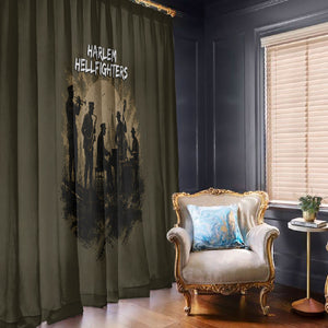 Harlem Hellfighters WWI Soldier Window Curtain Vintage Military Hero Jazz Band Silhouette Art