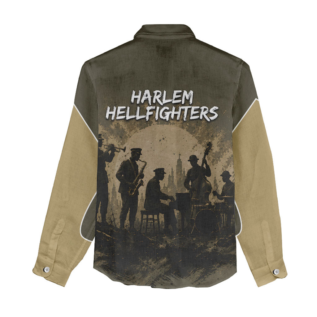 Harlem Hellfighters WWI Soldier Women Casual Shirt Vintage Military Hero Jazz Band Silhouette Art