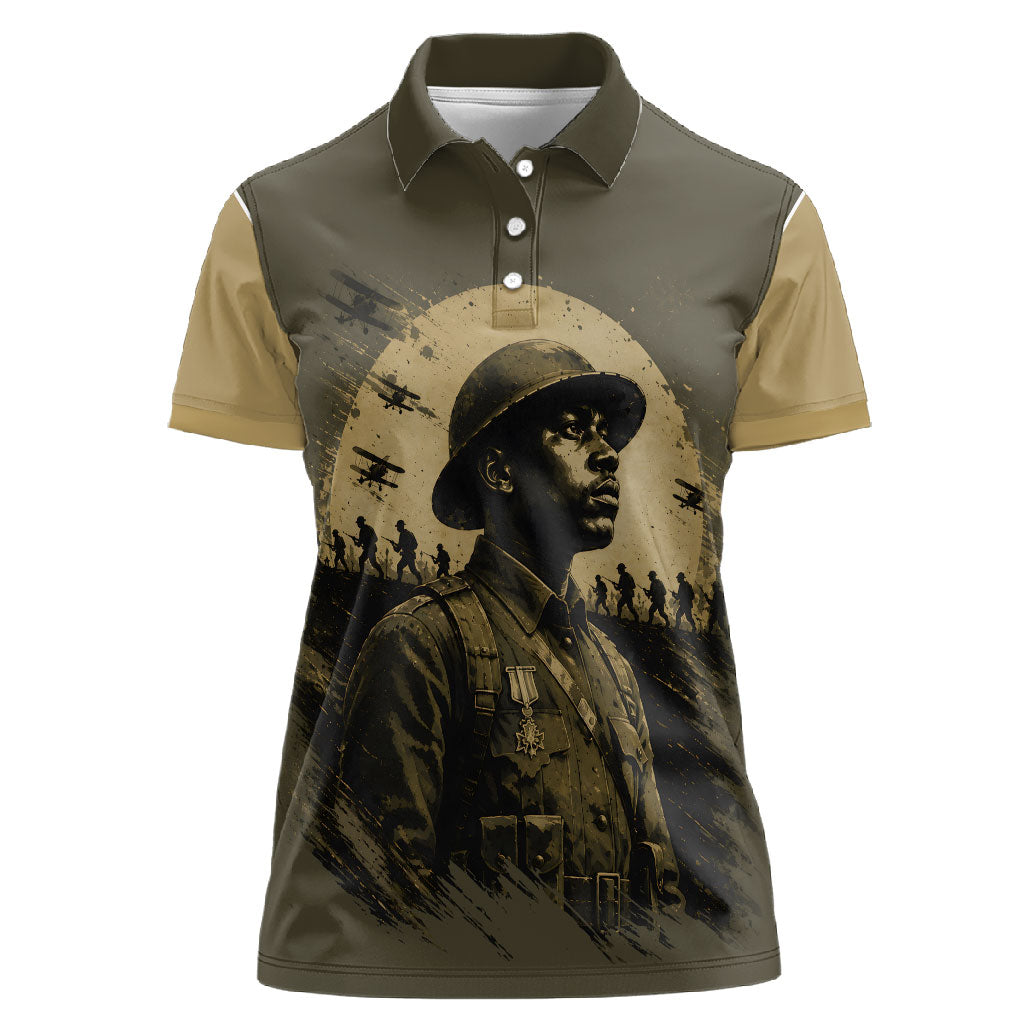 Harlem Hellfighters WWI Soldier Women Polo Shirt Vintage Military Hero Jazz Band Silhouette Art