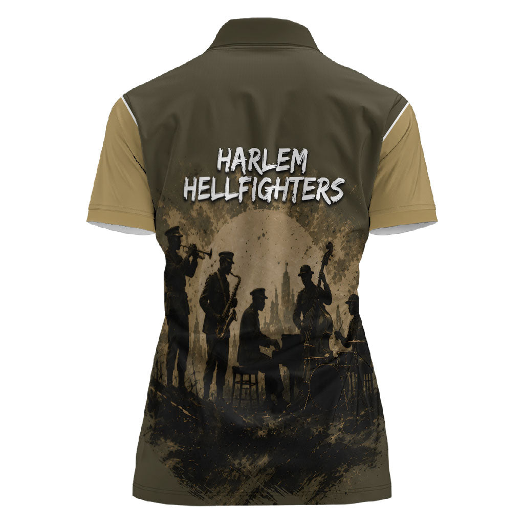 Harlem Hellfighters WWI Soldier Women Polo Shirt Vintage Military Hero Jazz Band Silhouette Art