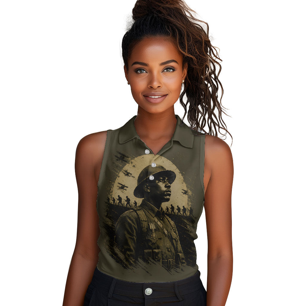 Harlem Hellfighters WWI Soldier Women Sleeveless Polo Shirt Vintage Military Hero Jazz Band Silhouette Art