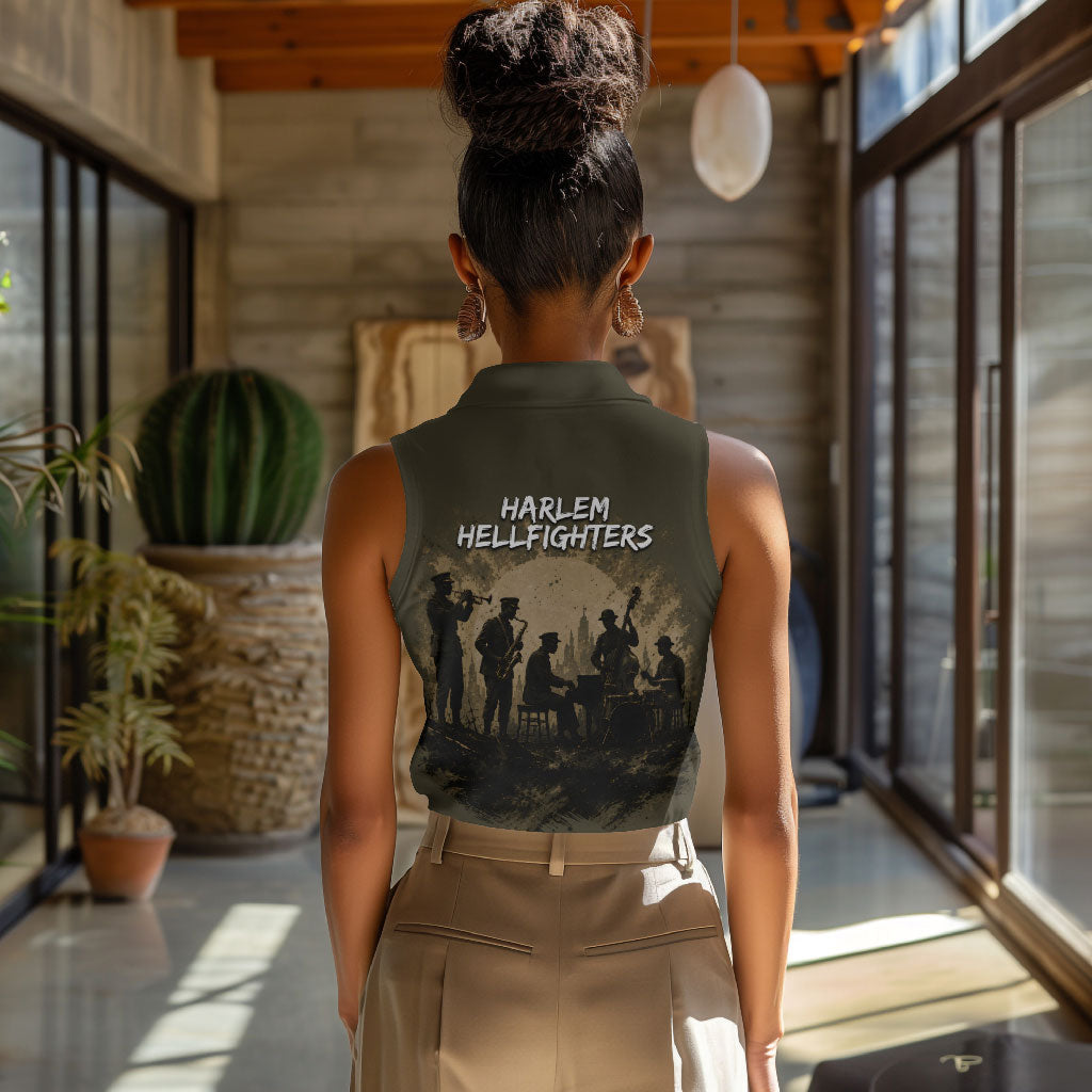 Harlem Hellfighters WWI Soldier Women Sleeveless Polo Shirt Vintage Military Hero Jazz Band Silhouette Art