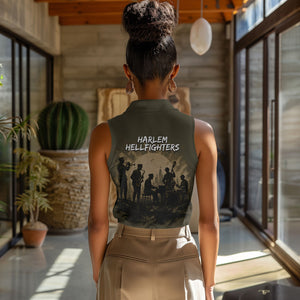 Harlem Hellfighters WWI Soldier Women Sleeveless Polo Shirt Vintage Military Hero Jazz Band Silhouette Art