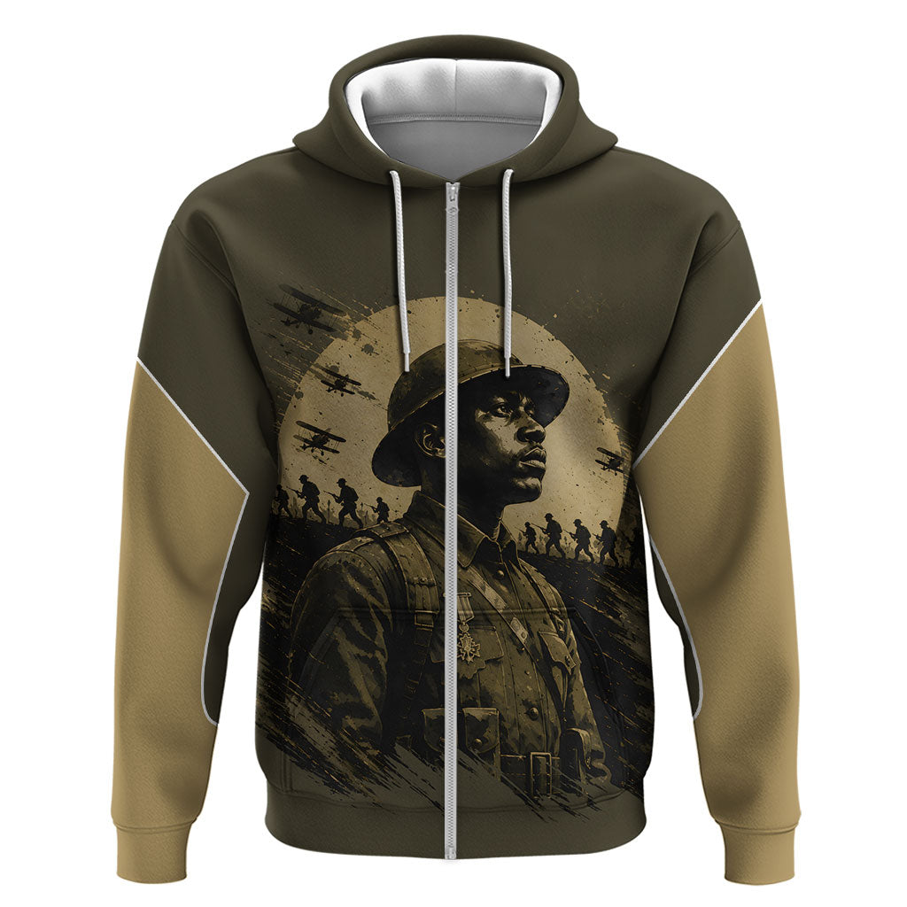 Harlem Hellfighters WWI Soldier Zip Hoodie Vintage Military Hero Jazz Band Silhouette Art