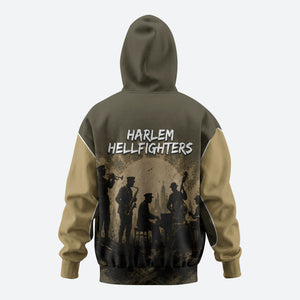Harlem Hellfighters WWI Soldier Zip Hoodie Vintage Military Hero Jazz Band Silhouette Art