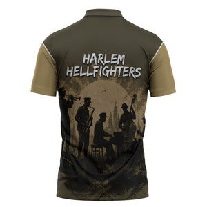 Harlem Hellfighters WWI Soldier Zipper Polo Shirt Vintage Military Hero Jazz Band Silhouette Art