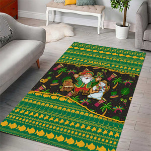 Jamaica Christmas Area Rug Rasta Santa Snowman Gingerbread Drummer Palm Trees - African Pride