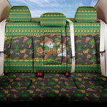 Jamaica Christmas Back Car Seat Cover Rasta Santa Snowman Gingerbread Drummer Palm Trees - African Pride