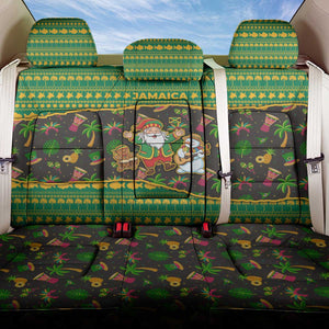 Jamaica Christmas Back Car Seat Cover Rasta Santa Snowman Gingerbread Drummer Palm Trees - African Pride