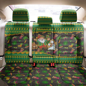 Jamaica Christmas Back Car Seat Cover Rasta Santa Snowman Gingerbread Drummer Palm Trees - African Pride