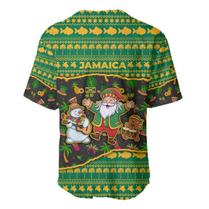 Jamaica Christmas Baseball Jersey Rasta Santa Snowman Gingerbread Drummer Palm Trees - African Pride