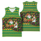 Jamaica Christmas Basketball Jersey Rasta Santa Snowman Gingerbread Drummer Palm Trees - African Pride