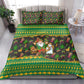 Jamaica Christmas Bedding Set Rasta Santa Snowman Gingerbread Drummer Palm Trees - African Pride
