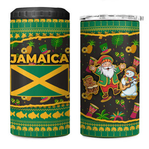 Jamaica Christmas 4 in 1 Can Cooler Tumbler Rasta Santa Snowman Gingerbread Drummer Palm Trees - African Pride