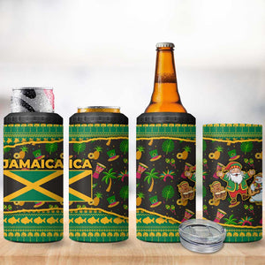 Jamaica Christmas 4 in 1 Can Cooler Tumbler Rasta Santa Snowman Gingerbread Drummer Palm Trees - African Pride