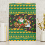 Jamaica Christmas Canvas Wall Art Rasta Santa Snowman Gingerbread Drummer Palm Trees - African Pride