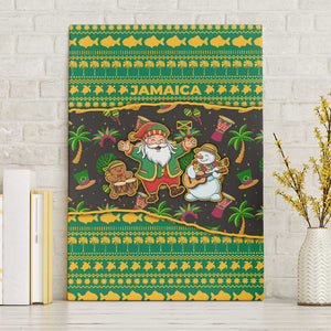 Jamaica Christmas Canvas Wall Art Rasta Santa Snowman Gingerbread Drummer Palm Trees - African Pride