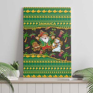 Jamaica Christmas Canvas Wall Art Rasta Santa Snowman Gingerbread Drummer Palm Trees - African Pride