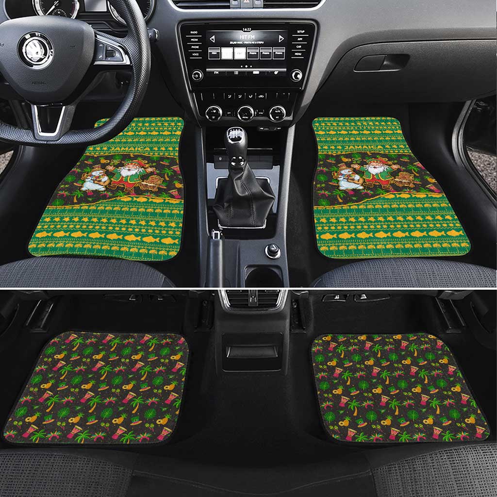 Jamaica Christmas Car Mats Rasta Santa Snowman Gingerbread Drummer Palm Trees - African Pride