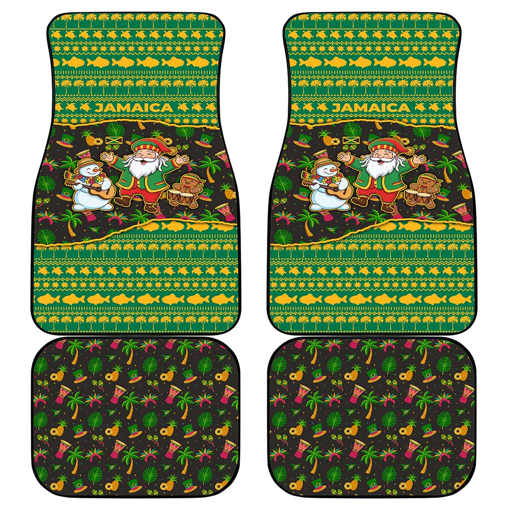 Jamaica Christmas Car Mats Rasta Santa Snowman Gingerbread Drummer Palm Trees - African Pride