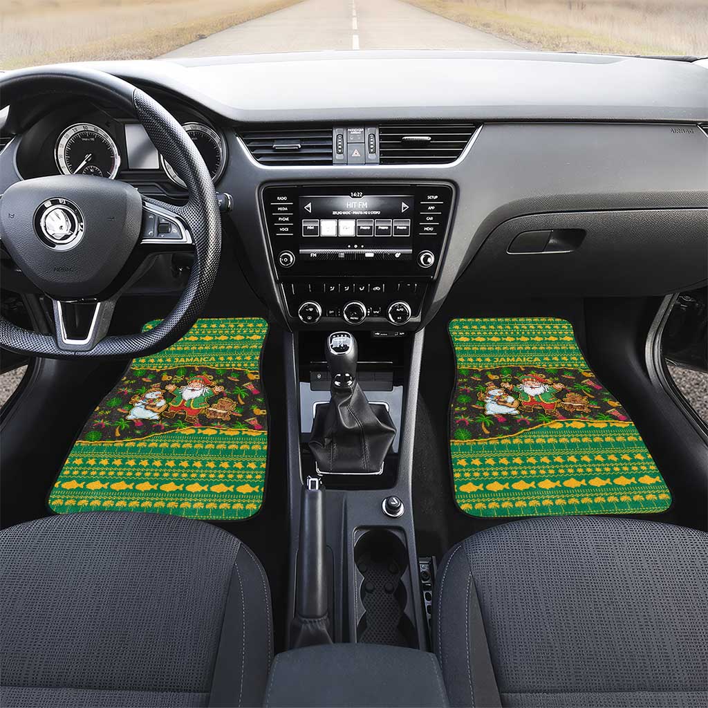Jamaica Christmas Car Mats Rasta Santa Snowman Gingerbread Drummer Palm Trees - African Pride