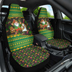 Jamaica Christmas Car Seat Cover Rasta Santa Snowman Gingerbread Drummer Palm Trees - African Pride