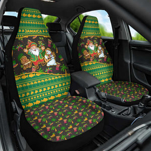 Jamaica Christmas Car Seat Cover Rasta Santa Snowman Gingerbread Drummer Palm Trees - African Pride