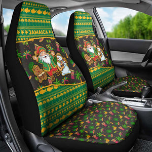 Jamaica Christmas Car Seat Cover Rasta Santa Snowman Gingerbread Drummer Palm Trees - African Pride