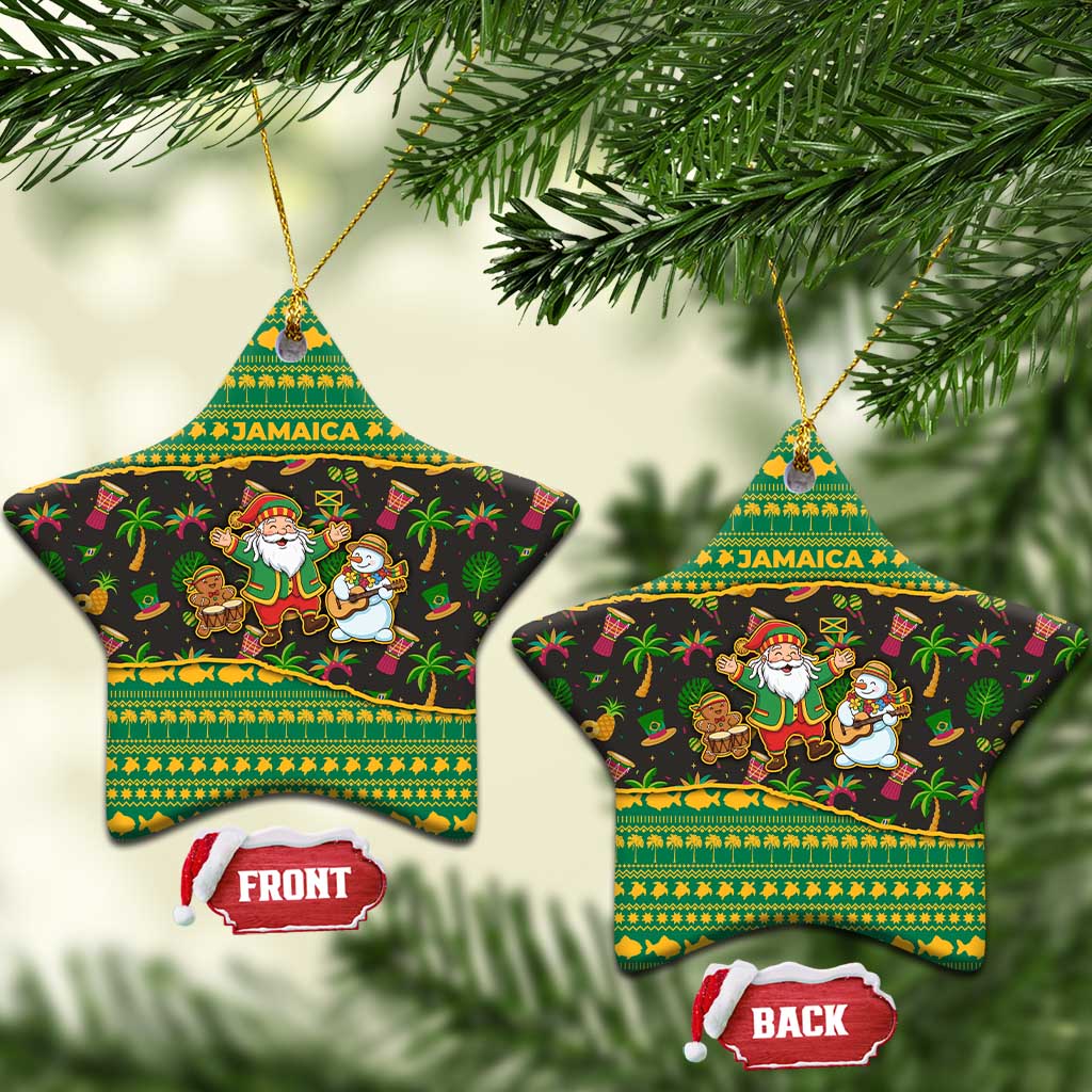 Jamaica Christmas Ceramic Ornament Rasta Santa Snowman Gingerbread Drummer Palm Trees - African Pride