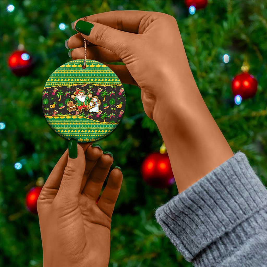 Jamaica Christmas Ceramic Ornament Rasta Santa Snowman Gingerbread Drummer Palm Trees - African Pride