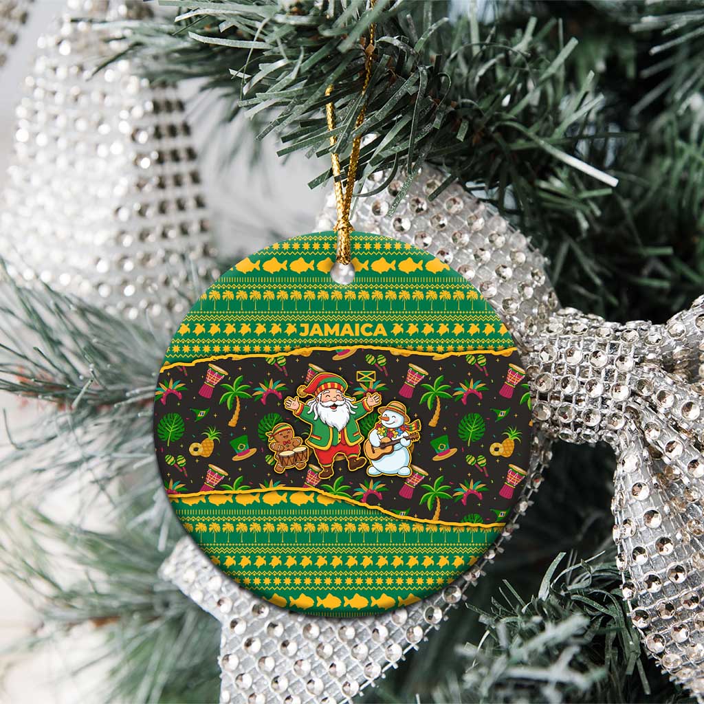 Jamaica Christmas Ceramic Ornament Rasta Santa Snowman Gingerbread Drummer Palm Trees - African Pride