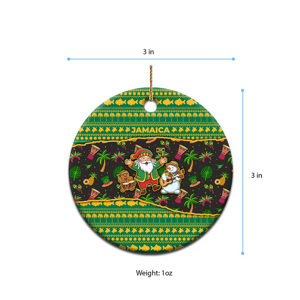 Jamaica Christmas Ceramic Ornament Rasta Santa Snowman Gingerbread Drummer Palm Trees - African Pride
