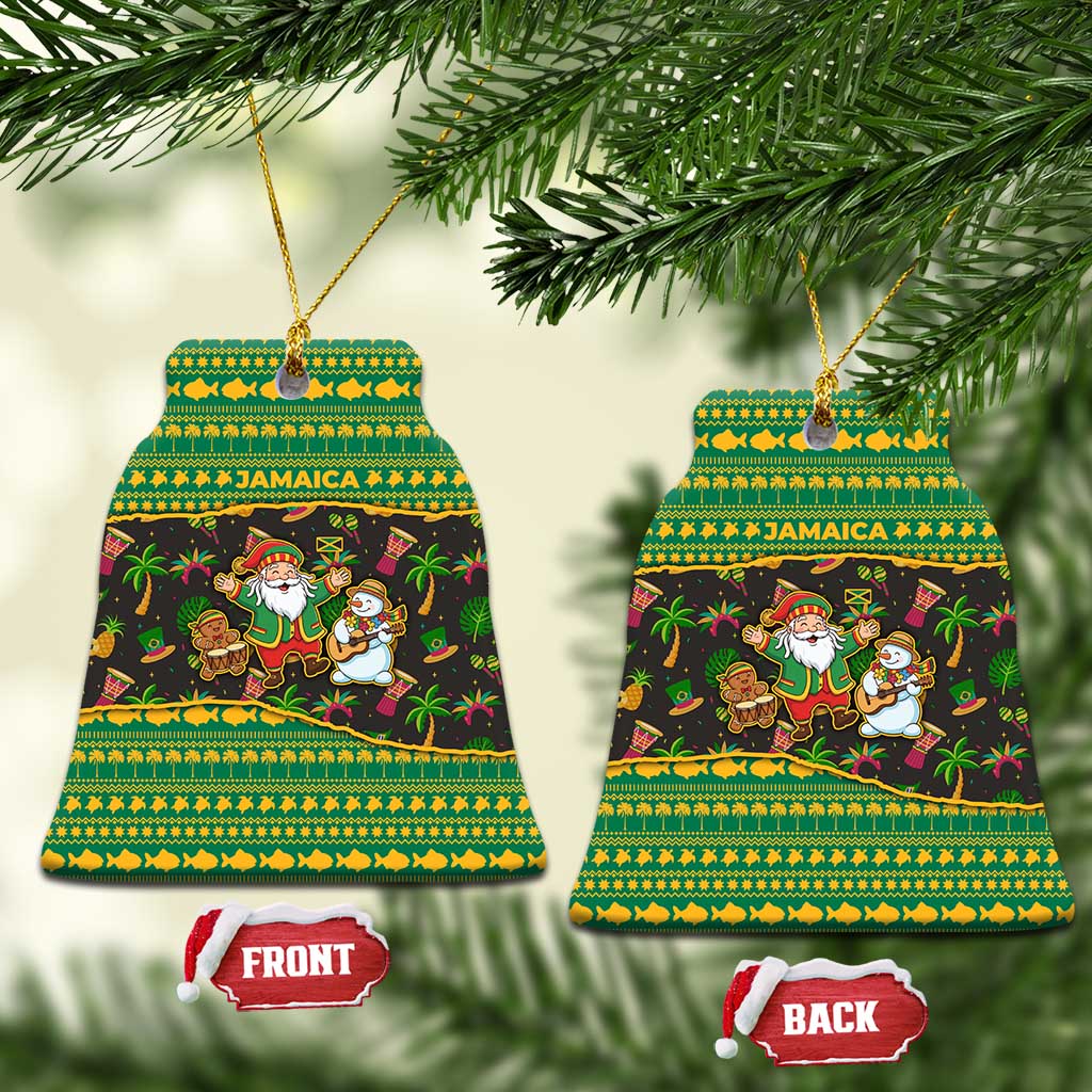 Jamaica Christmas Ceramic Ornament Rasta Santa Snowman Gingerbread Drummer Palm Trees - African Pride