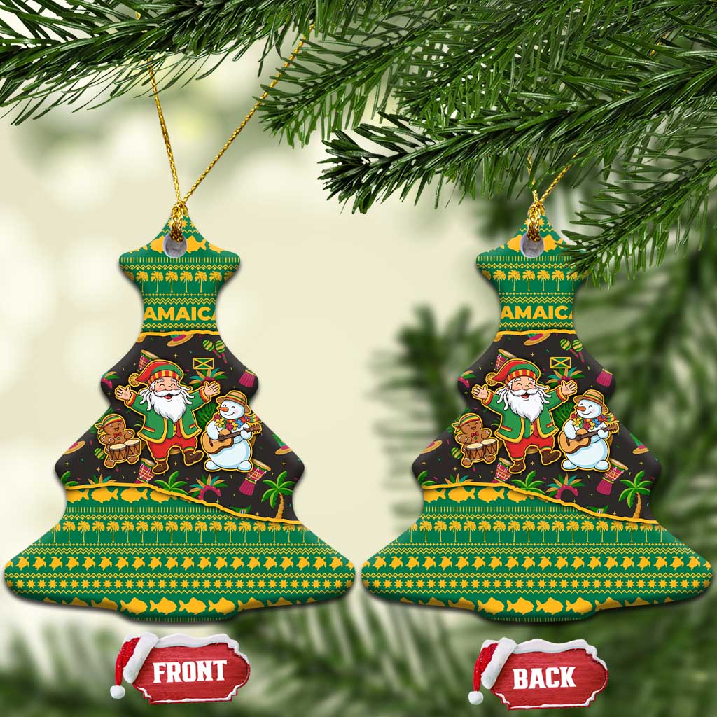 Jamaica Christmas Ceramic Ornament Rasta Santa Snowman Gingerbread Drummer Palm Trees - African Pride
