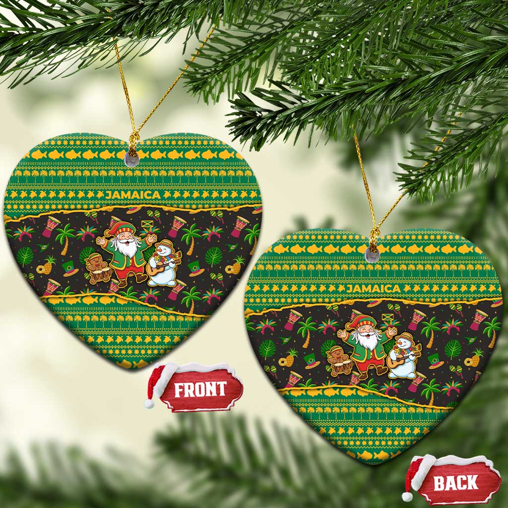 Jamaica Christmas Ceramic Ornament Rasta Santa Snowman Gingerbread Drummer Palm Trees - African Pride